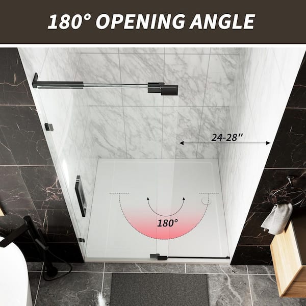 Rozz Moss AERO 43-48 in. W x 70 in. H Frameless Pivot Shower Door