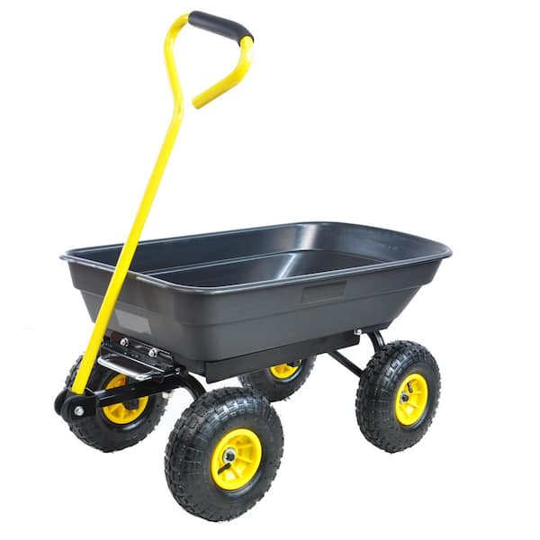 Tatayosi 2.5 cu.ft. Metal Garden Cart with Steel Frame and 10 in. Pneumatic Tires, 300 lbs. Capacity