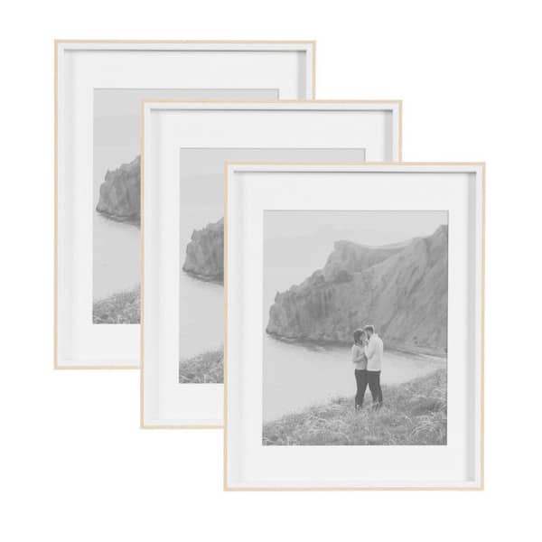 Kate and Laurel Gibson 14 in. x 18 in. White/Natural Picture Frame (Set of 3)