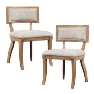 Marie Beige/Light Natural Dining Chair Set of 2