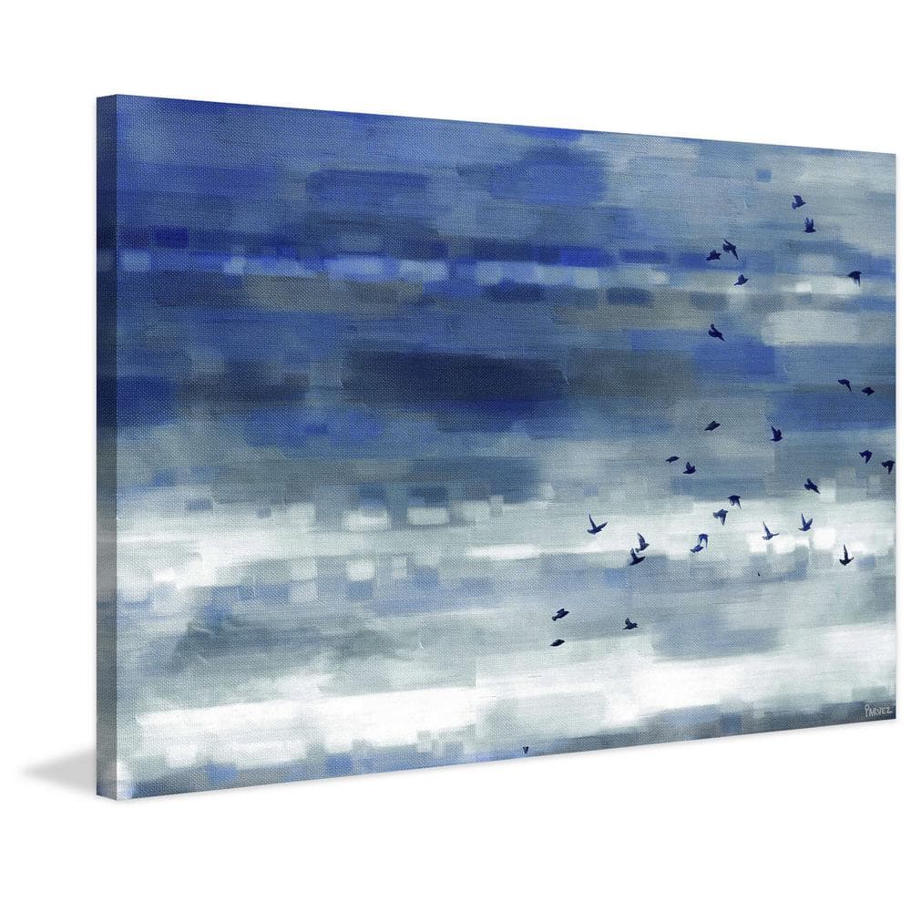 Blue and White Birds in Flight Canvas Wall Art 16" x 24"