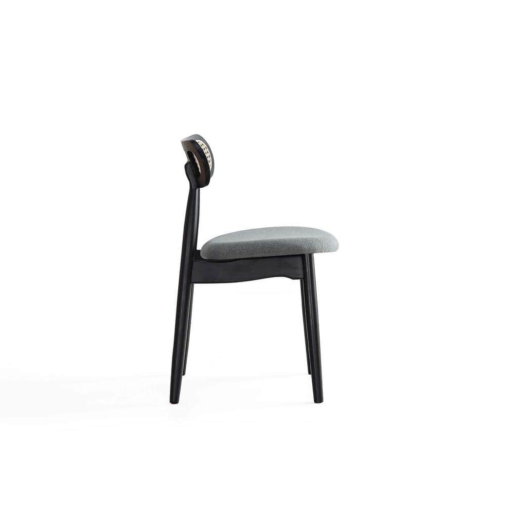 Gray and Black 7-Piece Wood Dining Set with Oval Back Chairs