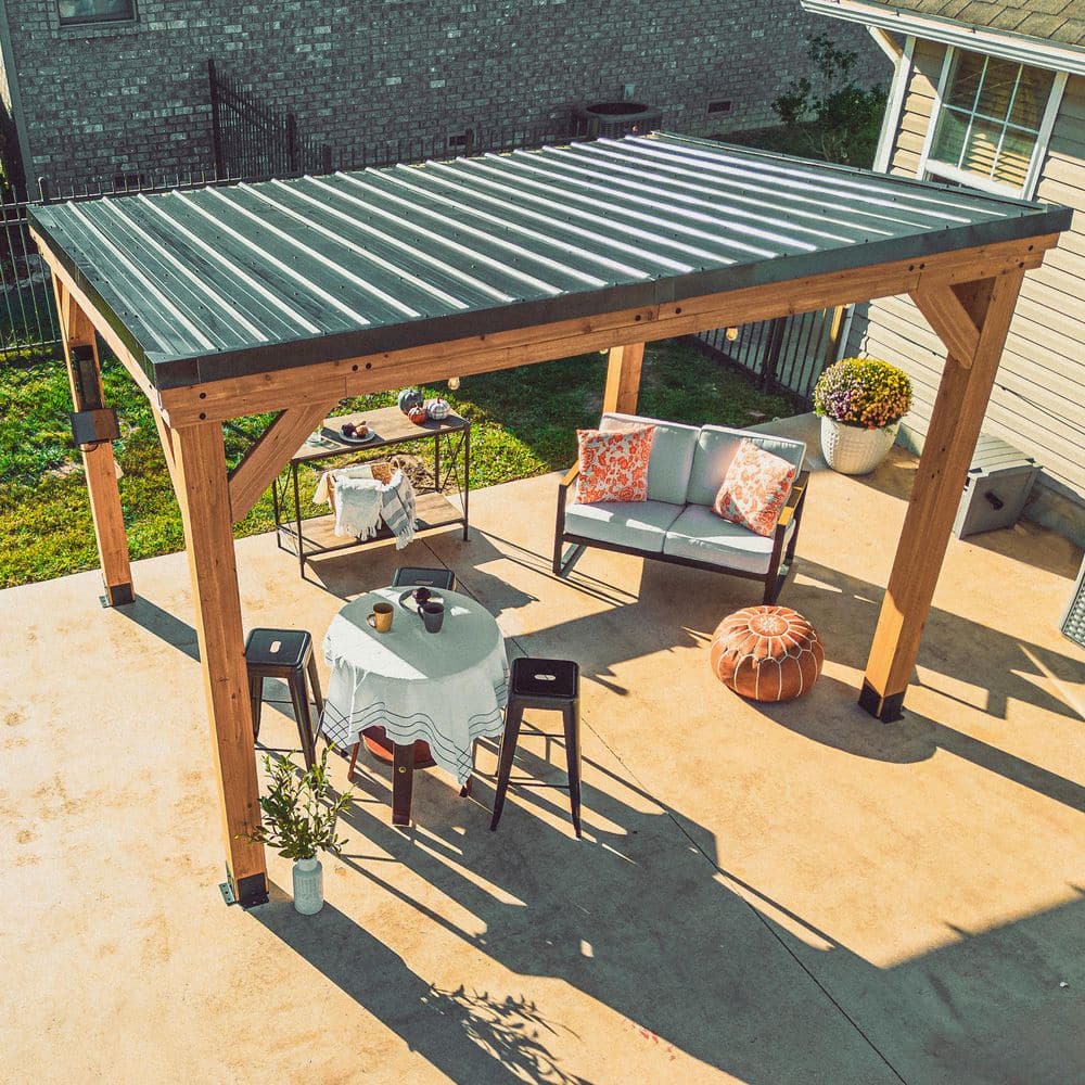 Arcadia Cedar and Steel Slope Roof Gazebo, 12' x 9.5'
