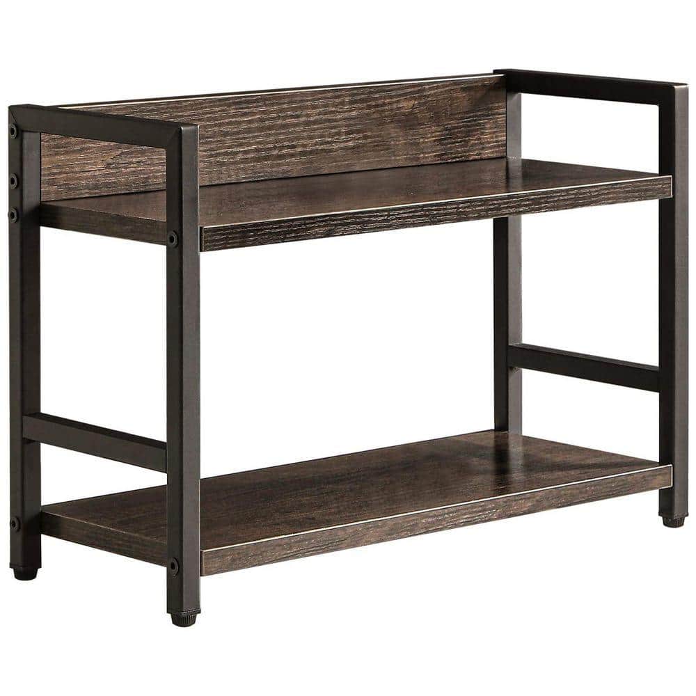 JFVKAF 2-Shelf Black Gray Industrial Style Countertop Organizer ...