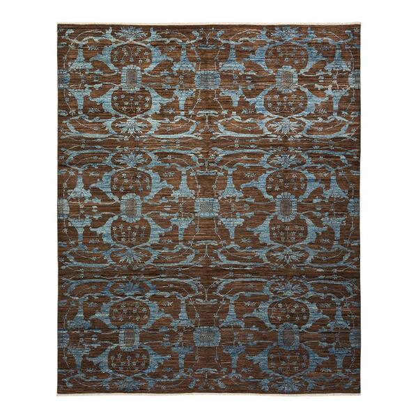 Solo Rugs Eclectic One of a Kind Contemporary Brown 8 ft. 4 in. x 10 ft. 1 in. Floral Area Rug