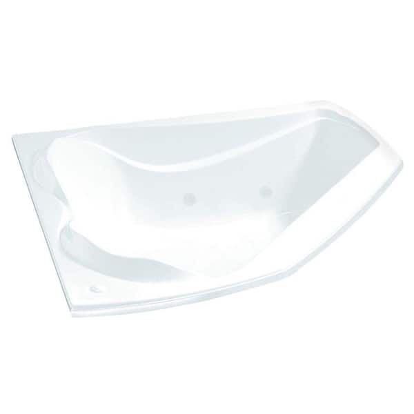 MAAX Cocoon 79 in. x 59 in. Acrylic End Drain Corner Drop-in Soaking Bathtub in White