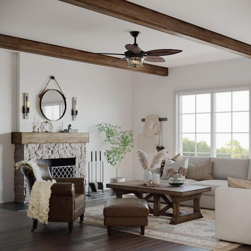 Alfresco 54 in. Indoor/Outdoor Bronze Coastal Ceiling Fan with 2700K Light Bulbs Included with Remote for Living Room Progress Lighting Ceiling Fans With Lights