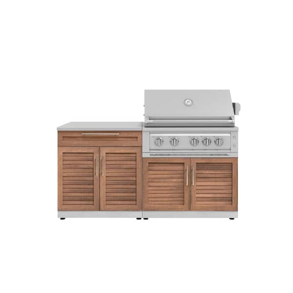 NewAge Products Stainless Steel 4-Piece 68 in. W x 49.5 in. H x 24 in. Outdoor Kitchen Grove Cabinet Set with Countertop