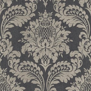 Archive Damask Black and Gold Vinyl Removable Wallpaper
