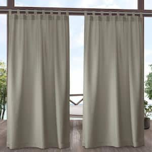 Cabana Taupe Solid 54 in. W x 120 in. L Velcro Tab Top, Light Filtering Indoor/Outdoor Curtain Panel (Set of 2)