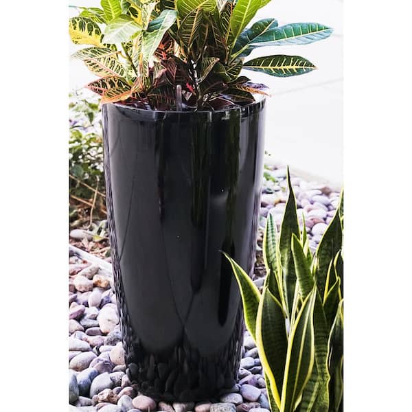 XBRAND 29.5 in. H Black Plastic Self Watering Indoor Outdoor Tall Round  Planter Pot, Decorative Gardening Pot, Home Decor SWPlanterBK73 - The Home  Depot