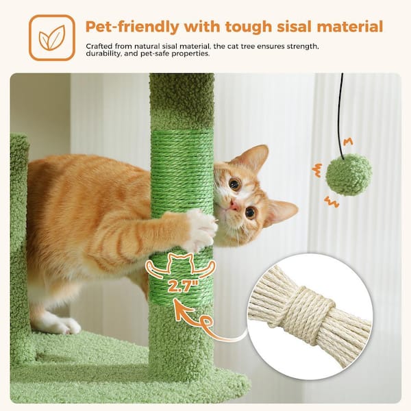 Foobrues 70.9 in. H Large Cat Tree for Indoor Cats, Multi-Level Cat Tower Cat  Scratching Post with 2 Perches, 2 Condos L-AMT0239GN - The Home Depot