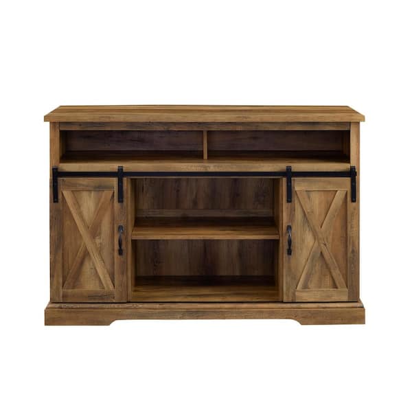Walker Edison Furniture Company 52 in. Rustic Oak Composite TV Stand 56 in. with Doors