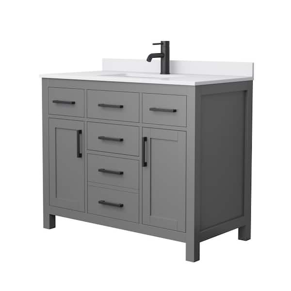 Beckett 42 in. W x 22 in. D x 35 in. H Single Sink Bathroom Vanity in Dark Gray with White Cultured Marble Top