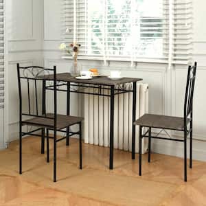 Norseman Brown 3-Piece Dining Set with Rectangle Dining Table and Wood Seat Dining Chairs