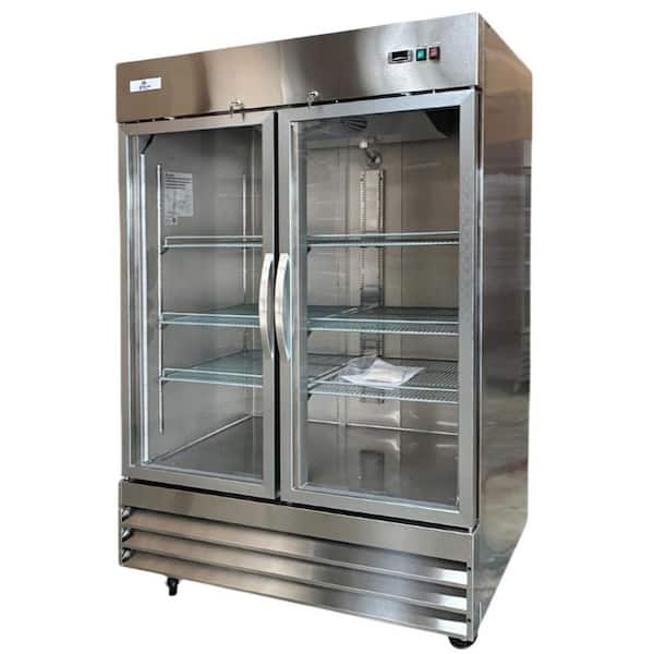 54 in. W 45 cu. ft. Auto/Cycle Defrost 2-Glass Door Commercial Merchandiser Reach-In Upright Freezer in Stainless Steel