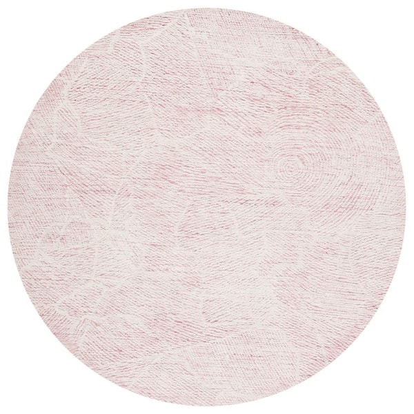 SAFAVIEH Metro Pink/Ivory 6 ft. x 6 ft. Solid Color Abstract Round Area Rug