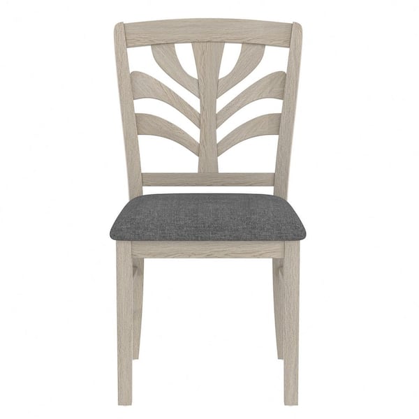 Wheat Back Dining Chairs Set of 6, Upholstered Farmhouse Kitchen Chairs with Wood Frame Gray Elegant Dining Room Chairs