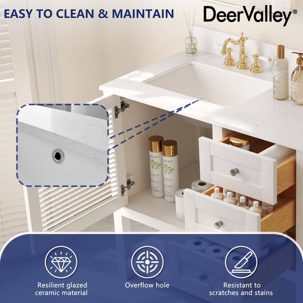 60'' White Double Sink Freestanding Bathroom Vanity with Marble Top