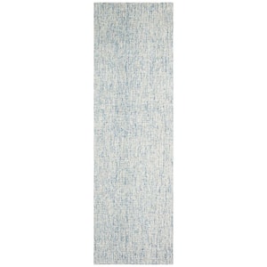 Abstract Ivory/Blue 2 ft. x 16 ft. Geometric Speckled Runner Rug