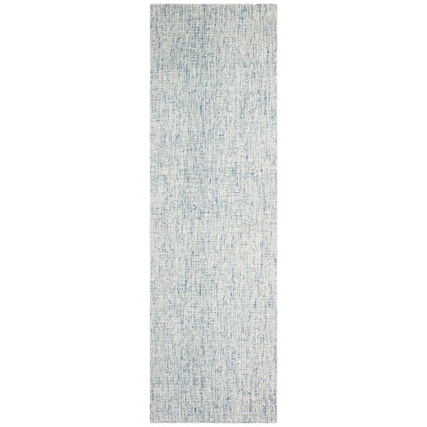 Abstract Ivory/Blue 2 ft. x 20 ft. Geometric Speckled Runner Rug