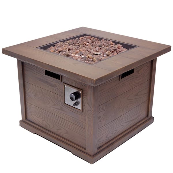 ToolCat 32 in. 40,000-BTU Square MGO Concrete  Outdoor Patio Fire Pit Table in Brown