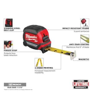 25 ft. x 1-1/16 in. Compact Magnetic Tape Measure with 15 ft. Reach