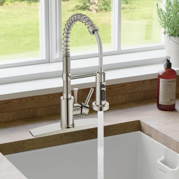 Single-Handle Pull Down Sprayer with Kitchen Faucet Kitchen Sink Faucet in Brushed Nickel