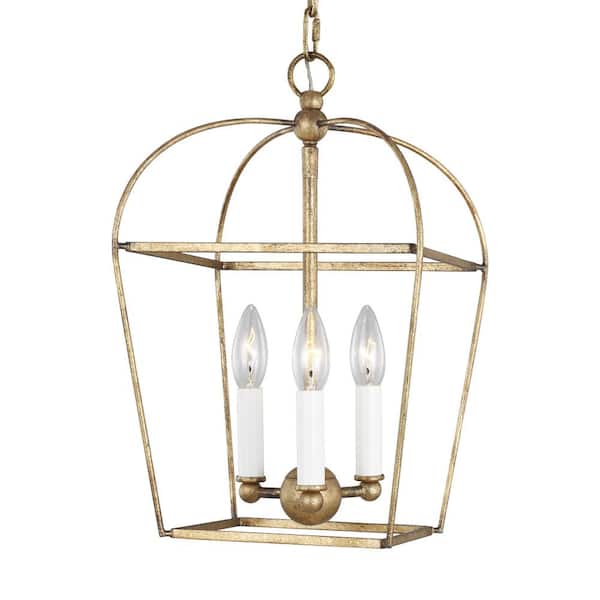 Generation Lighting Stonington Mini 3-Light Antique Gild Lantern Pendant Light