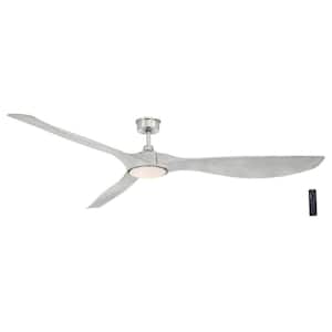 Marlon 84 in. Integrated LED Indoor Brushed Nickel Ceiling Fan with Light Gray Blades and Remote Control