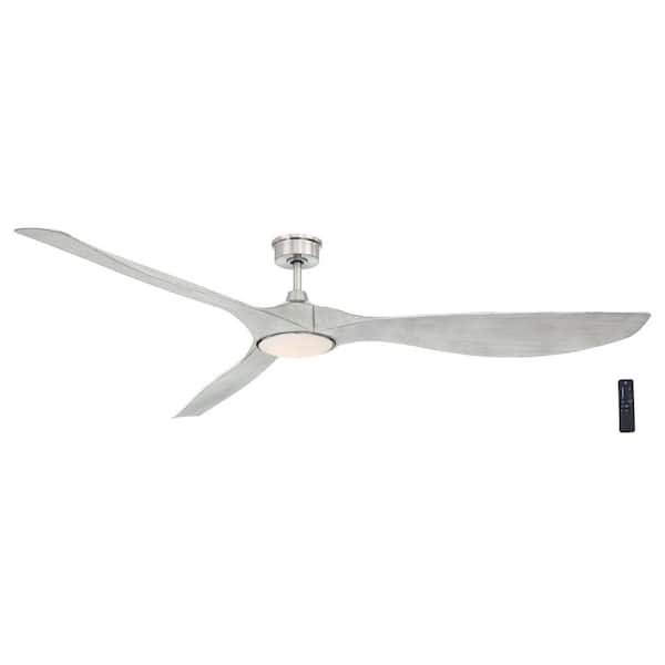 Home Decorators Collection Marlon 84 in. Integrated LED Indoor Brushed Nickel Ceiling Fan with Light Gray Blades and Remote Control