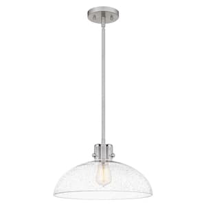 Iona 1-Light Brushed Nickel Pendant with Clear Seeded Glass