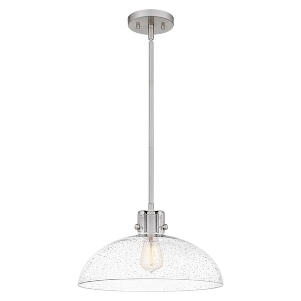 Quoizel Iona 1-Light Brushed Nickel Pendant with Clear Seeded Glass