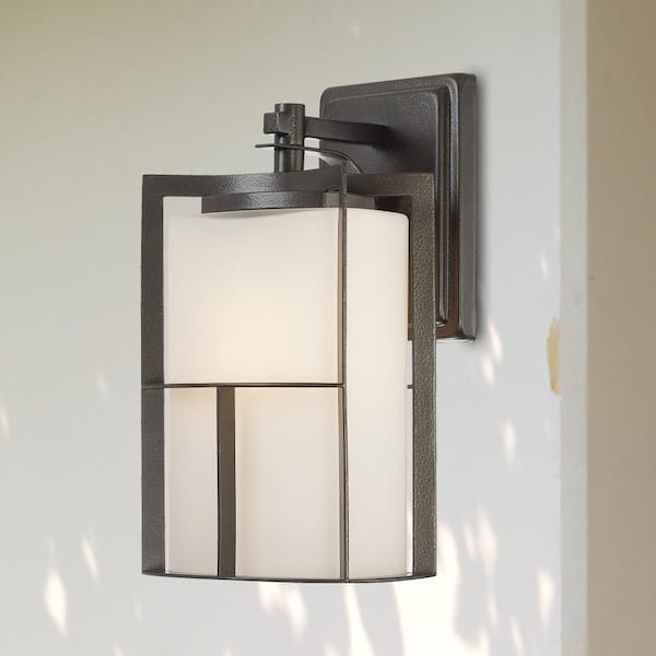Designers Fountain Braxton Charcoal 1-Light Outdoor Line Voltage Hardwired Porch Light Wall Sconce with No Bulb Included