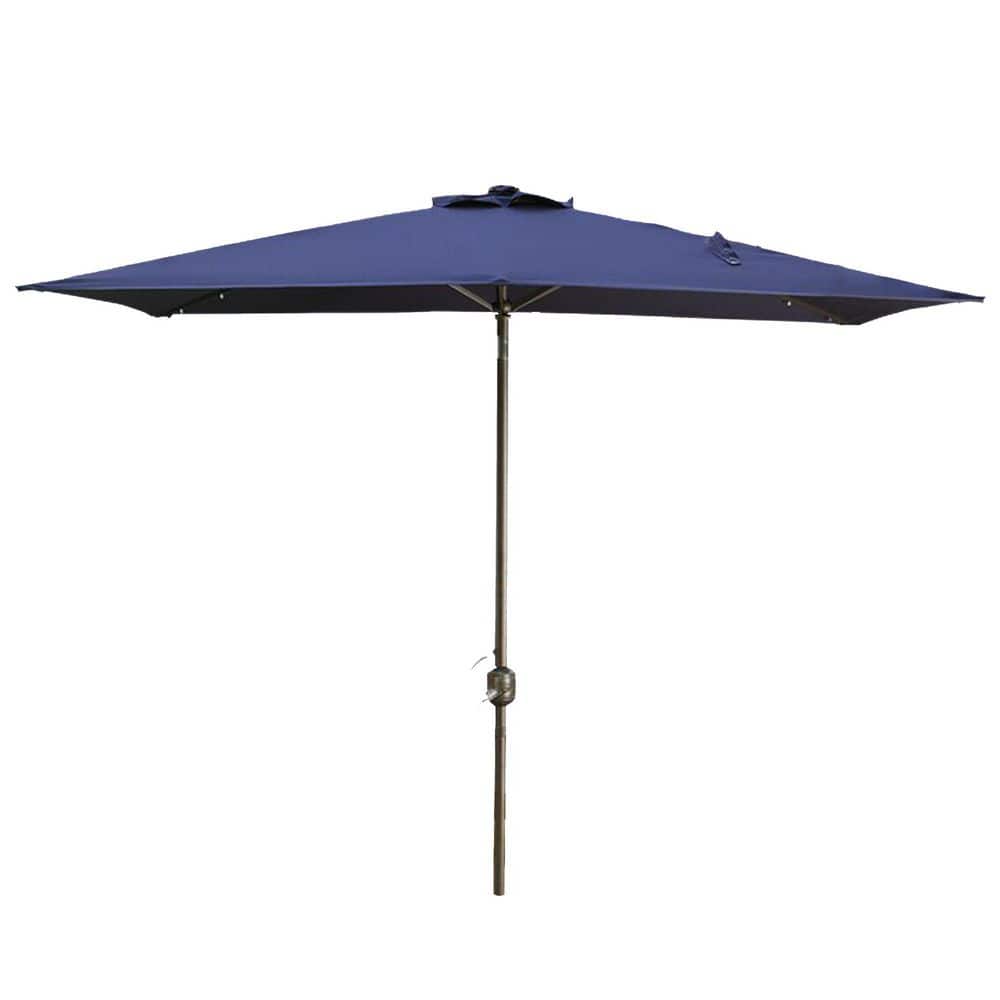 Tidoin 7-1/2 ft. Steel Push Button Market Tilt Patio Umbrella in Navy Blue