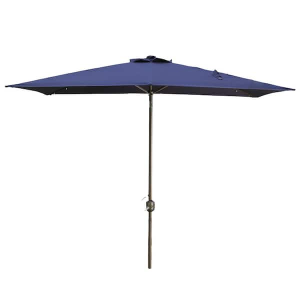 Tidoin 7-1/2 ft. Steel Push Button Market Tilt Patio Umbrella in Navy Blue