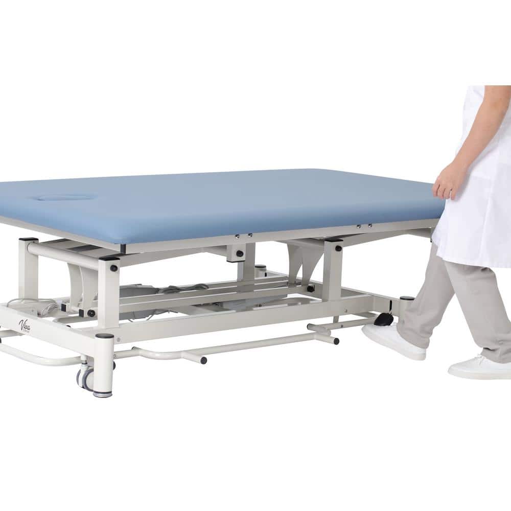 Adjustable Blue Leather and Steel Therapy Table