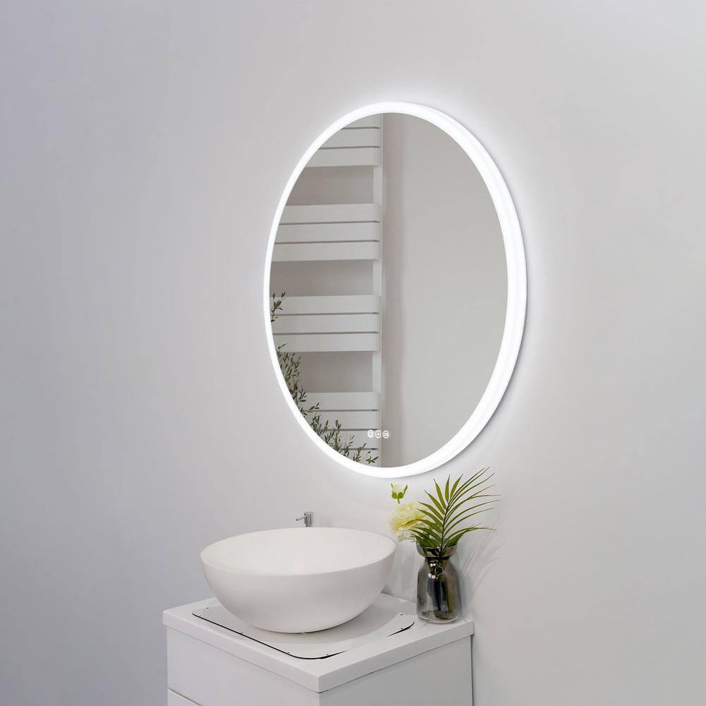 32 in. W x 32 in. H Round Frameless Wall-Mounted Dimmable LED Bathroom Vani