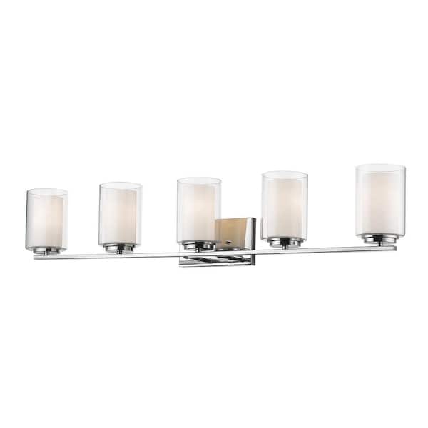 Unbranded Willow 40.5 in. 5-Light Chrome Vanity Light with Glass Shade