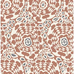 Divine Abstract Medallion Red Nonpasted Non Woven Wallpaper