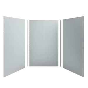 Choreograph 60 in. x 96 in. 3-Piece Easy Up Adhesive Alcove Shower Surround Walls with Cord Texture in Ice Grey