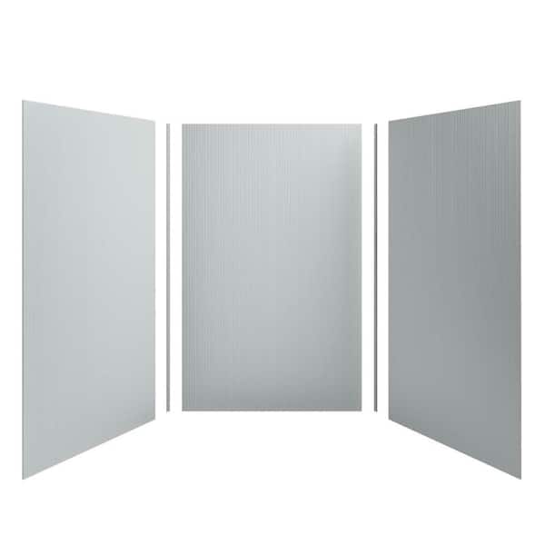 KOHLER Choreograph 60 in. x 96 in. 3-Piece Easy Up Adhesive Alcove Shower Surround Walls with Cord Texture in Ice Grey