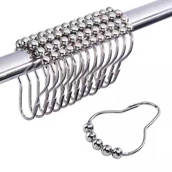 12-Piece Stainless Steel 201 Shower Curtain Rings with Smooth-Glide Profile for Bathroom Rods in Nickel