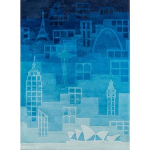 Young Buck Collection Blue 2 ft. x 3 ft. Area Rug