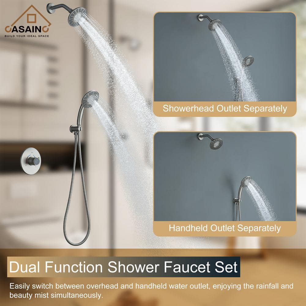 Brushed Nickel Dual-Function Wall Mounted Shower System