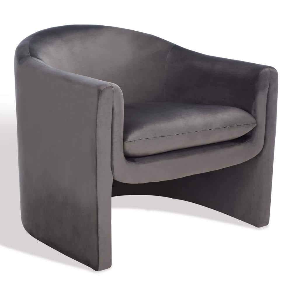 Olivia Dark Grey Velvet Contoured Accent Chair