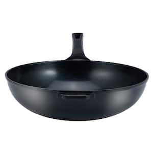 14 in. Aluminum Wok with Smooth Ceramic Non-Stick Coating (100% PTFE and PFOA Free) - Vulcan black
