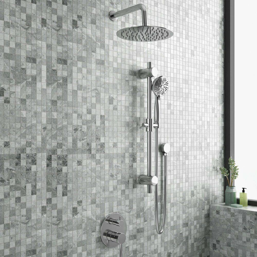 Chrome Multi-Head Adjustable Height Wall Mounted Shower System