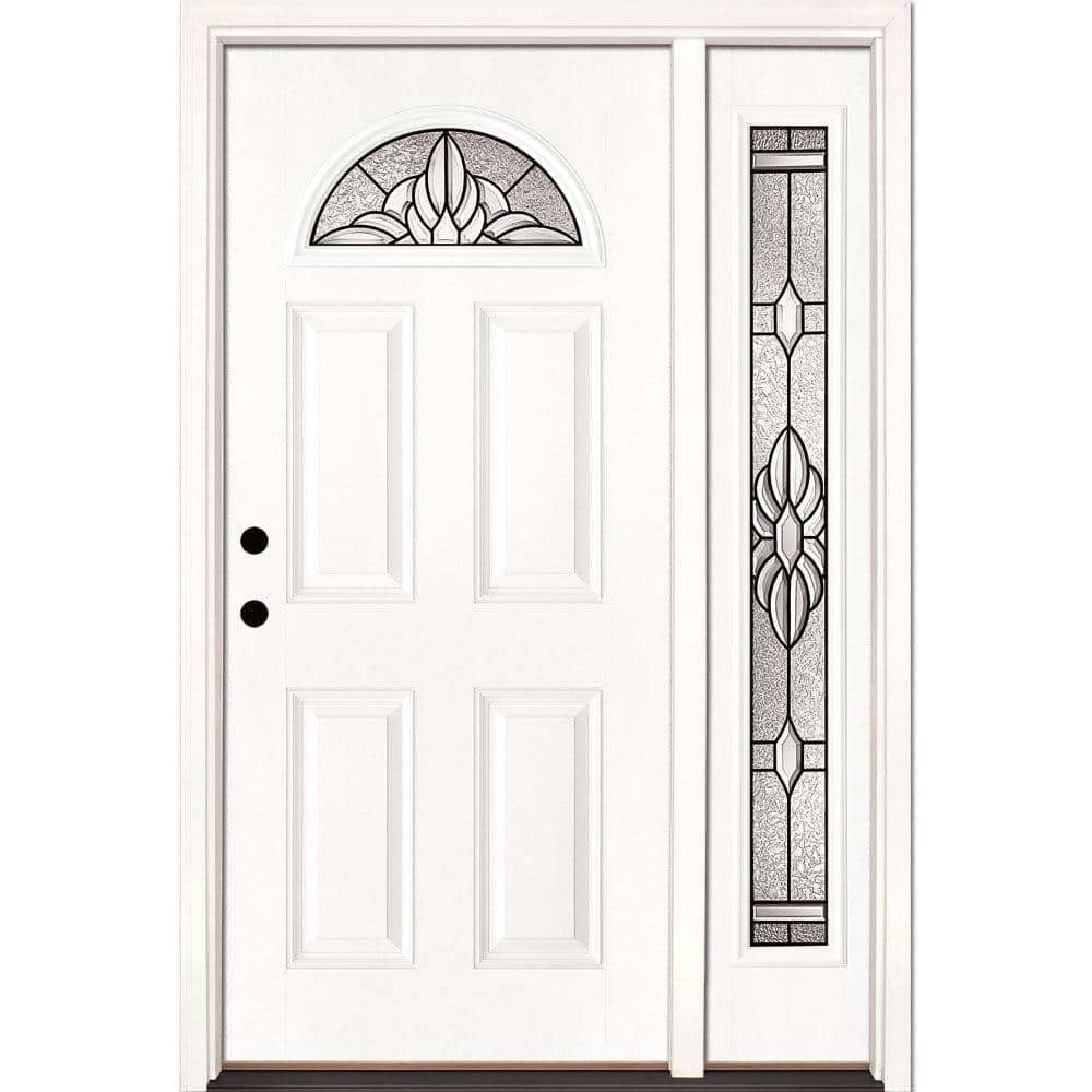 50.5 in. x 81.625 in. Sapphire Patina Fan Lite Unfinished Smooth Right-Hand