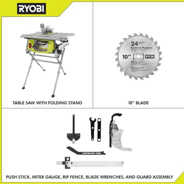 15 Amp 10 in. Compact Portable Corded Jobsite Table Saw with Folding Stand